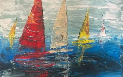 peinture acrylique de voiliers en mers