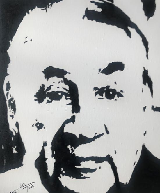 Philippe Noiret peint à l'encre de chine