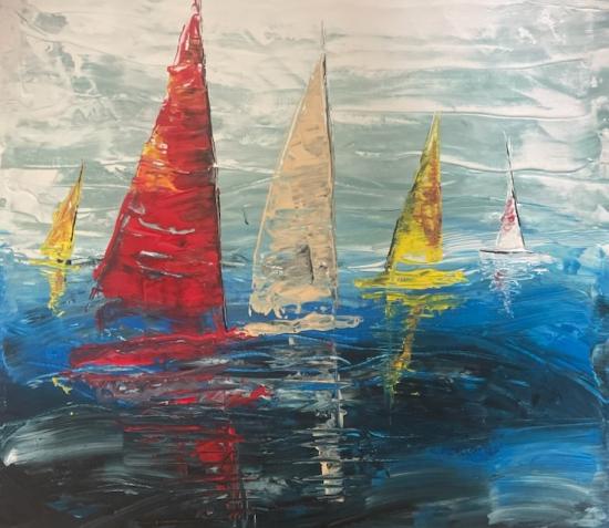 peinture acrylique de voiliers en mers